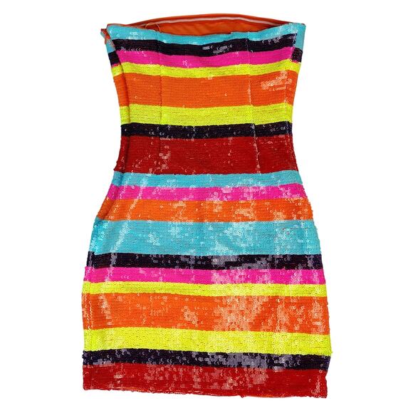 Ramy Brook Winnie Sequin Stripes Strapless Mini Dress Size 00 FLAW - Picture 3 of 16